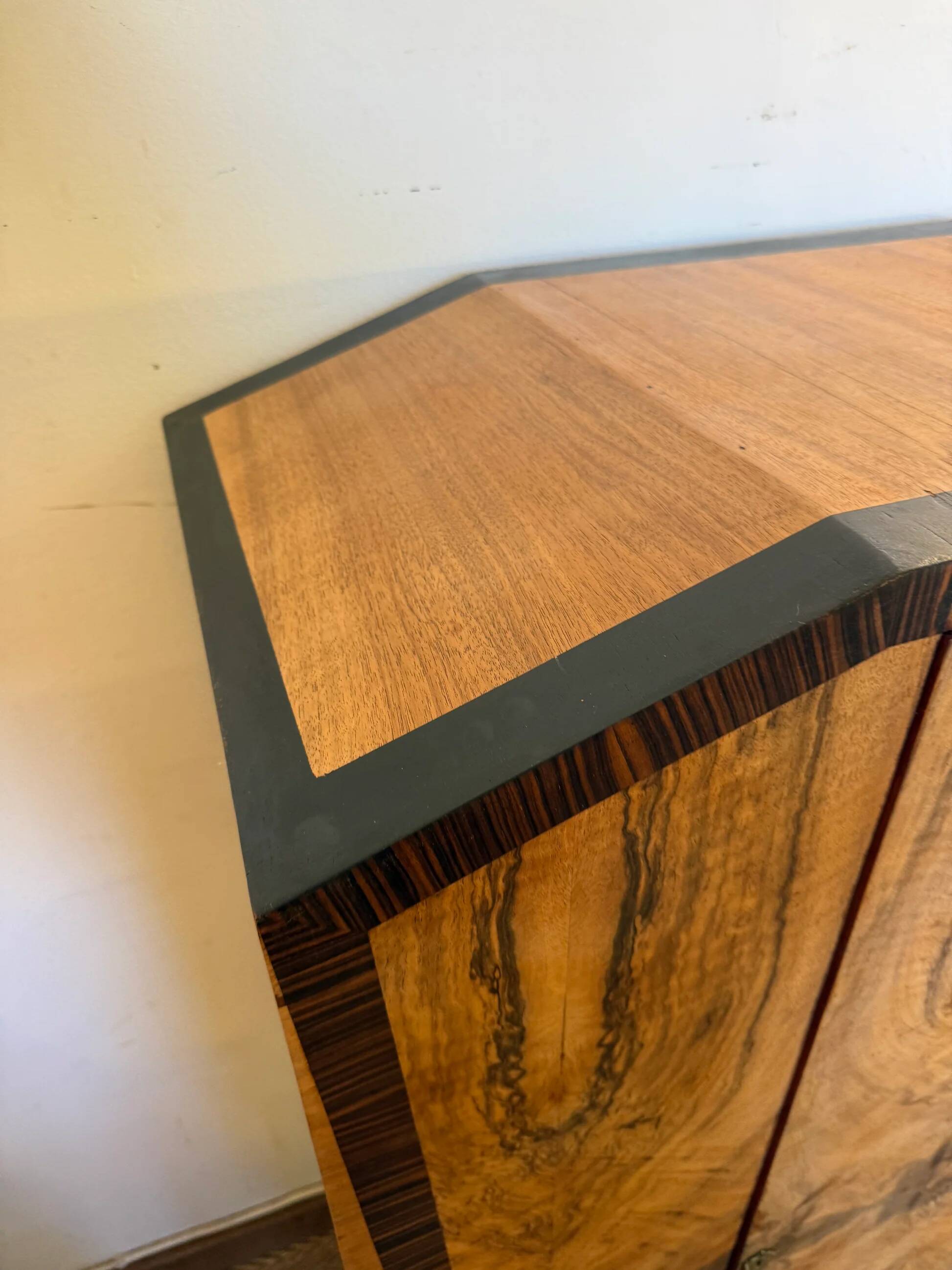 Vintage art deco storage furniture (dresser, wardrobe) in burr walnut