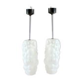 Bubble pendants in white opaline glass, Czechoslovakia 1960s, set of 2