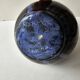 Blue glazed ceramic soliflore ball vase signed (Signature to be identified)