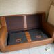 Vintage leather sofa 2 seater convertible caramel color
