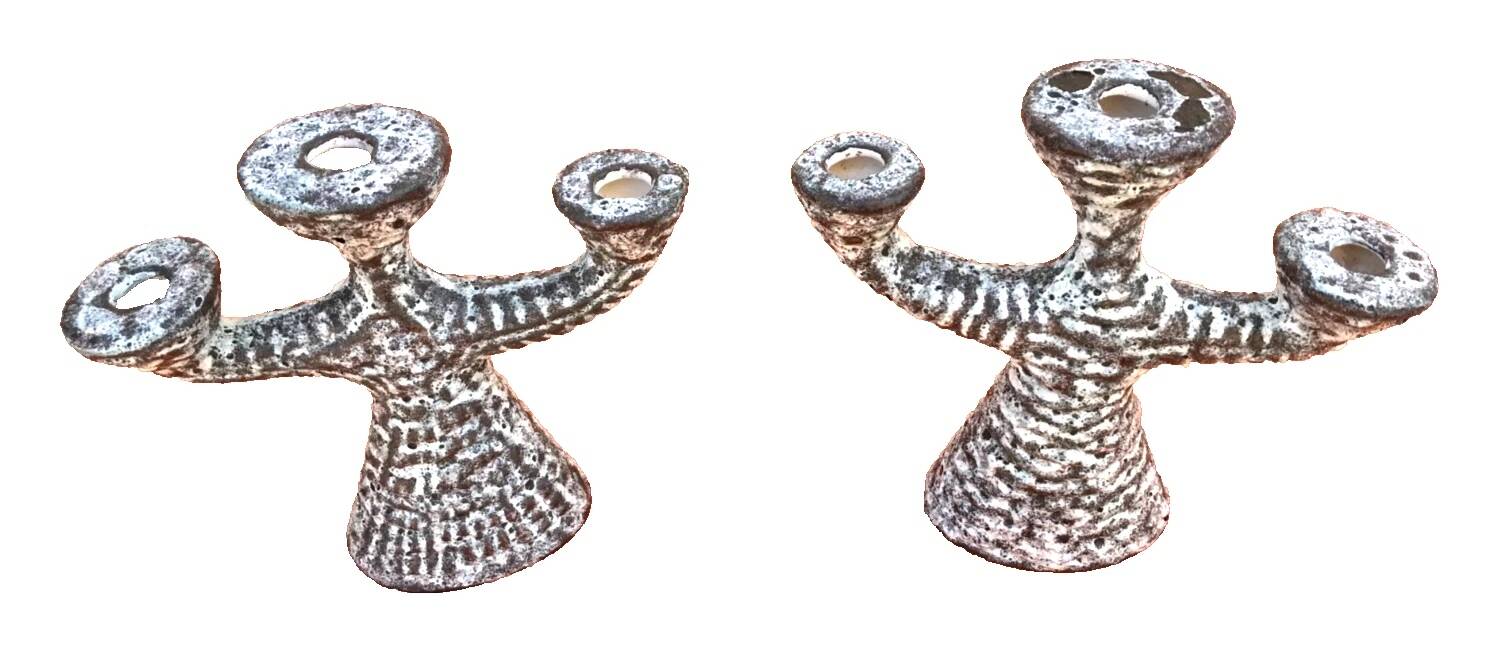 1960s Pair of Ceramic Candlesticks