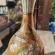 Antique oriental metal vase – floral decoration – vintage