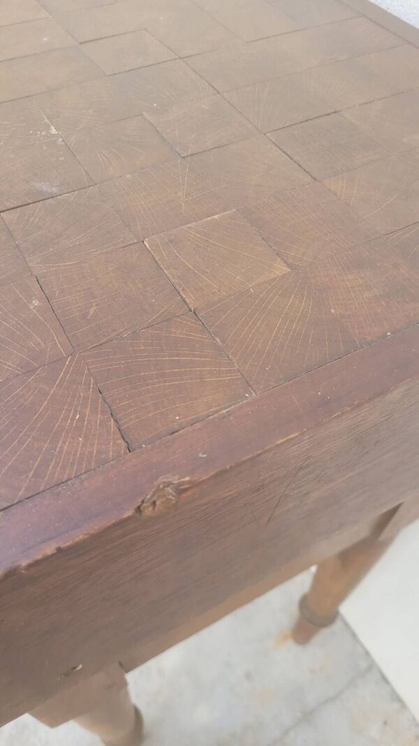 Billot de Boucher table de préparation en bois ancien