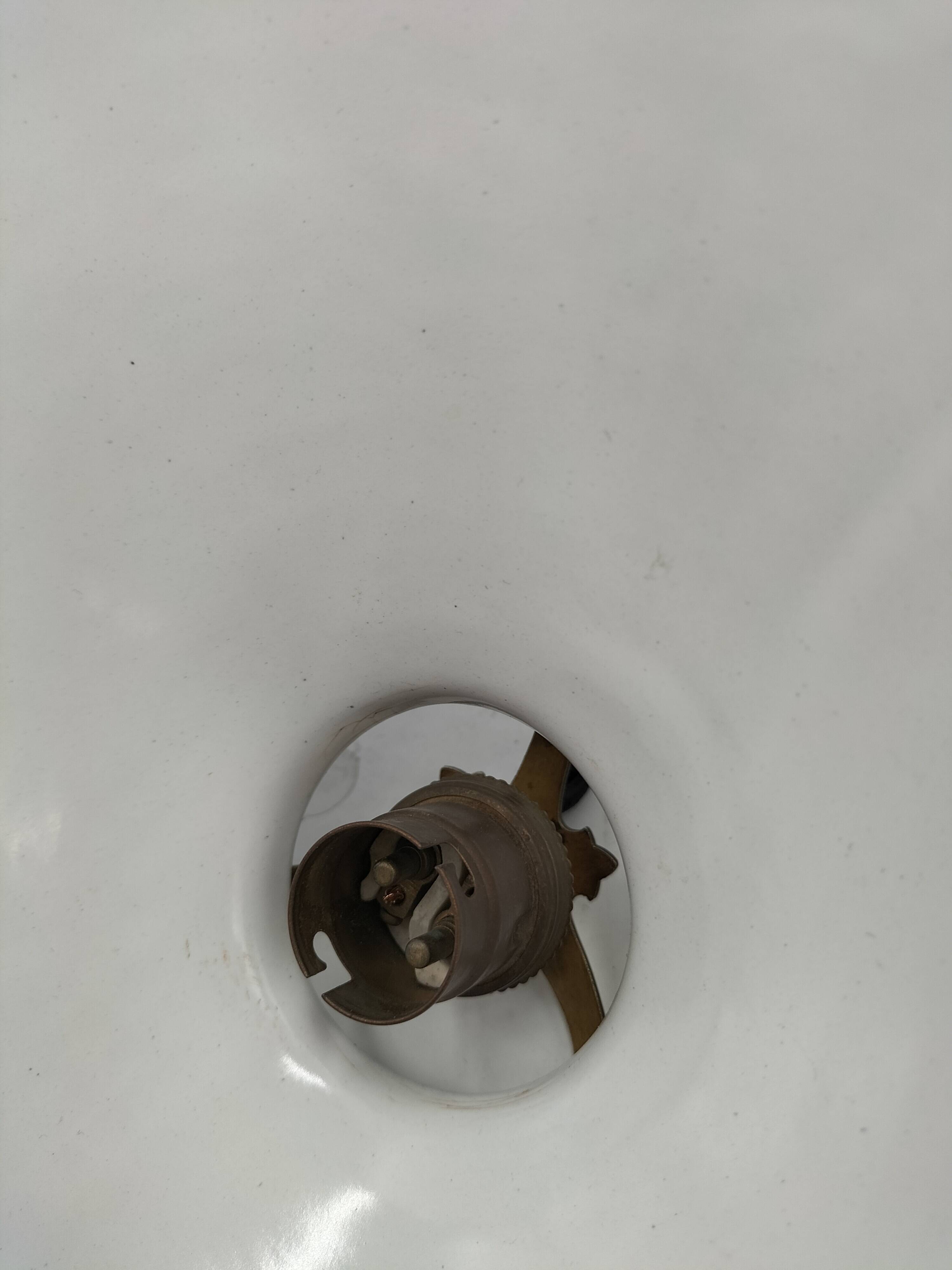 Pair of blue enameled sheet metal pendant lights