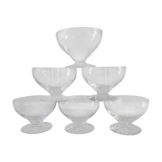 Lot of 6 60s crystal champagne glasses