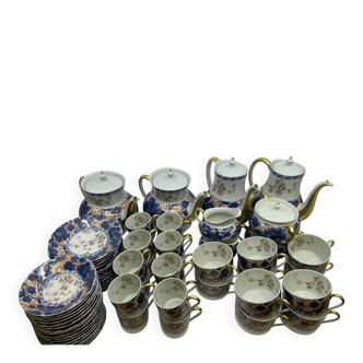 Tea and coffee service in Limoges porcelain, Haviland Dammouse model.