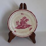 Service Gien "Paysage rose" original 2 plat à gateau + 8 assiette à dessert