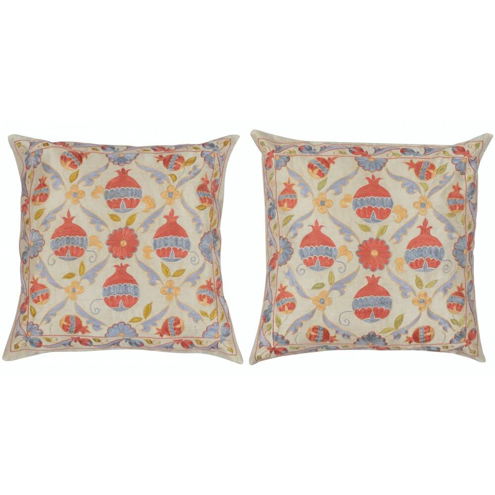SET OF 2 - 100% Silk Accent Pillow Covers. Embroidered Cushions. Handmade Throw Pillows. Traditional Toss Pillows