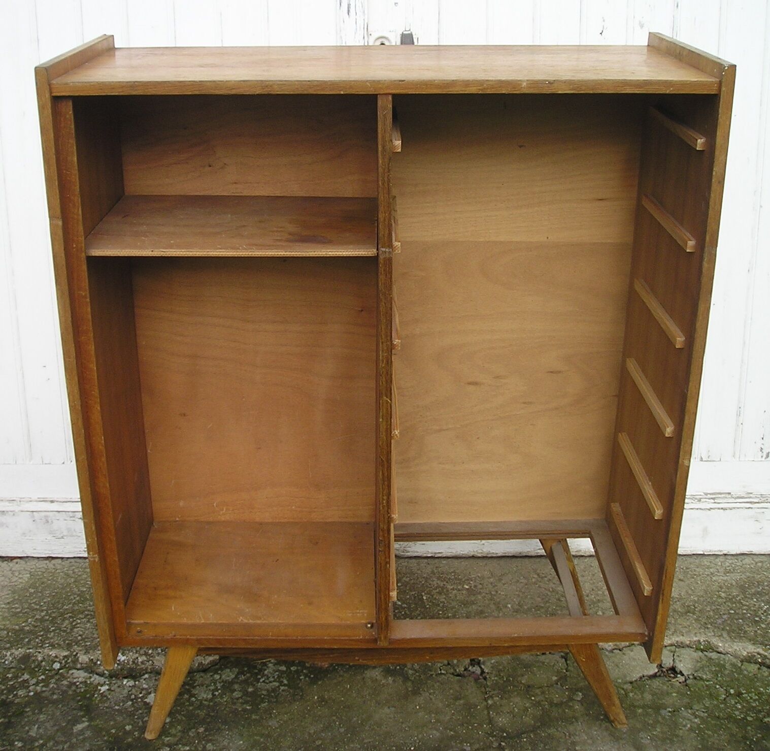 Chest of drawers with compass feet, 1 door and 6 drawers, 1960s