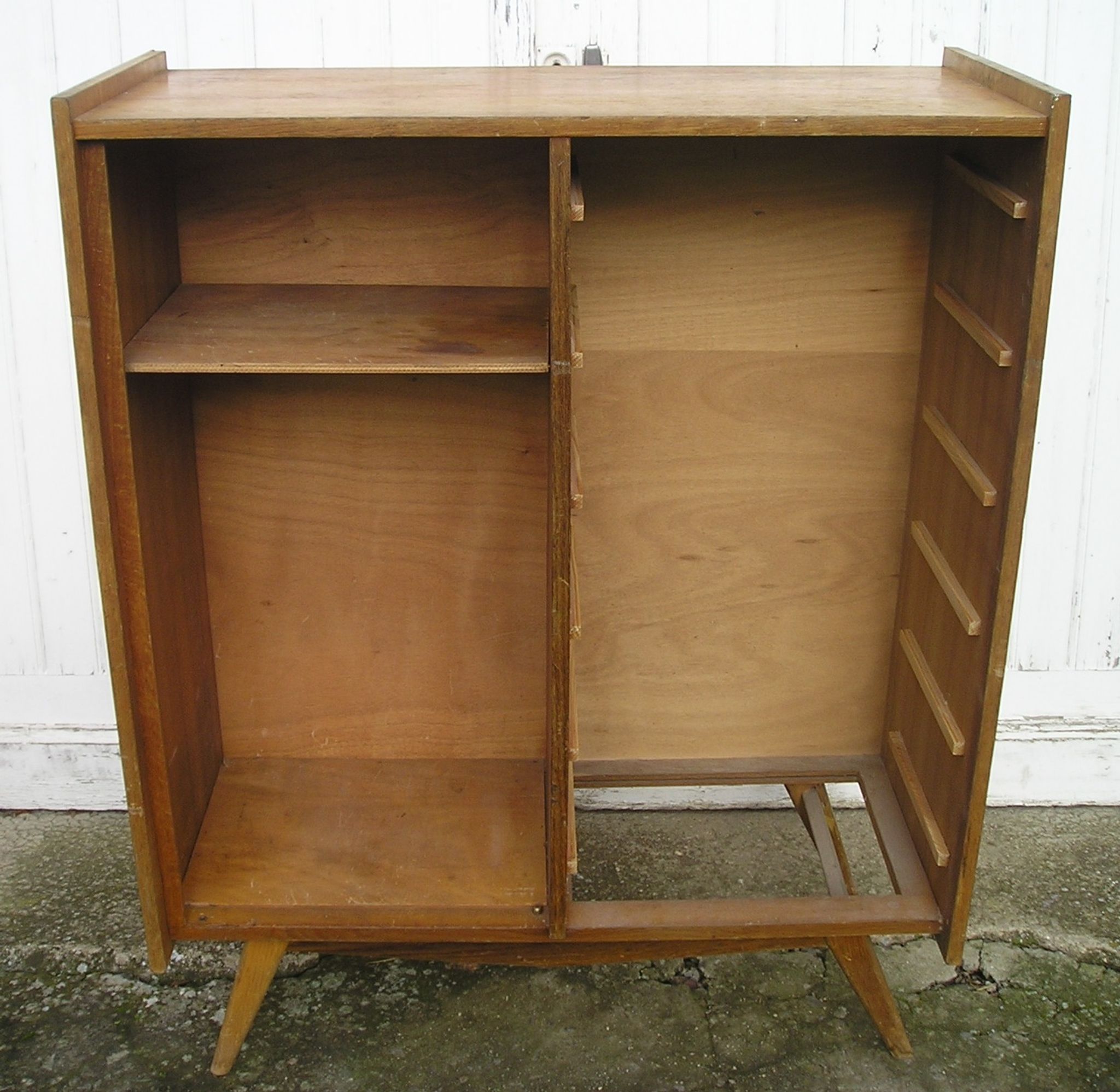 Chest of drawers with compass feet, 1 door and 6 drawers, 1960s