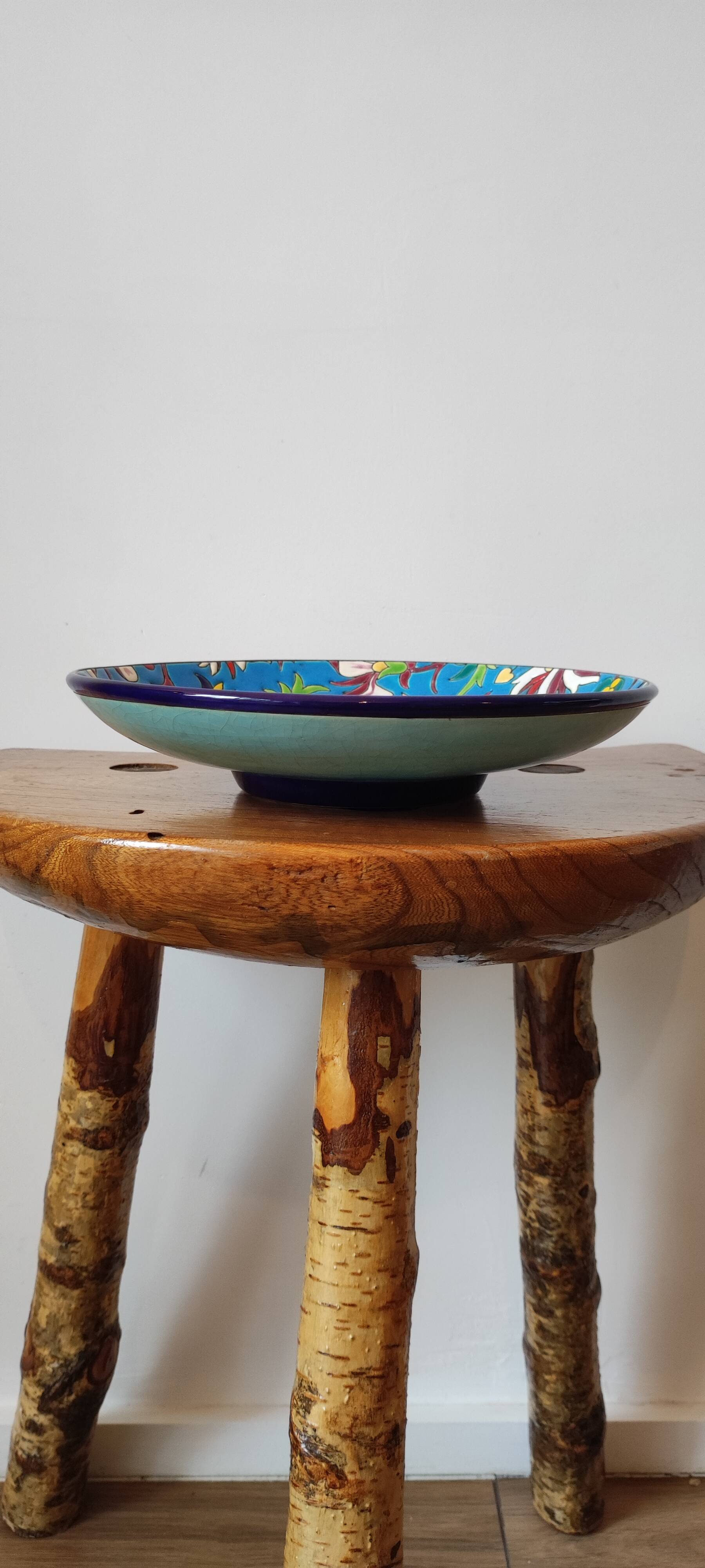Numbered hollow dish in Longwy emaux.