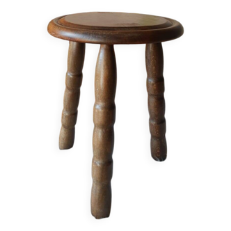 Ancien tabouret de ferme, campagne en bois tripode