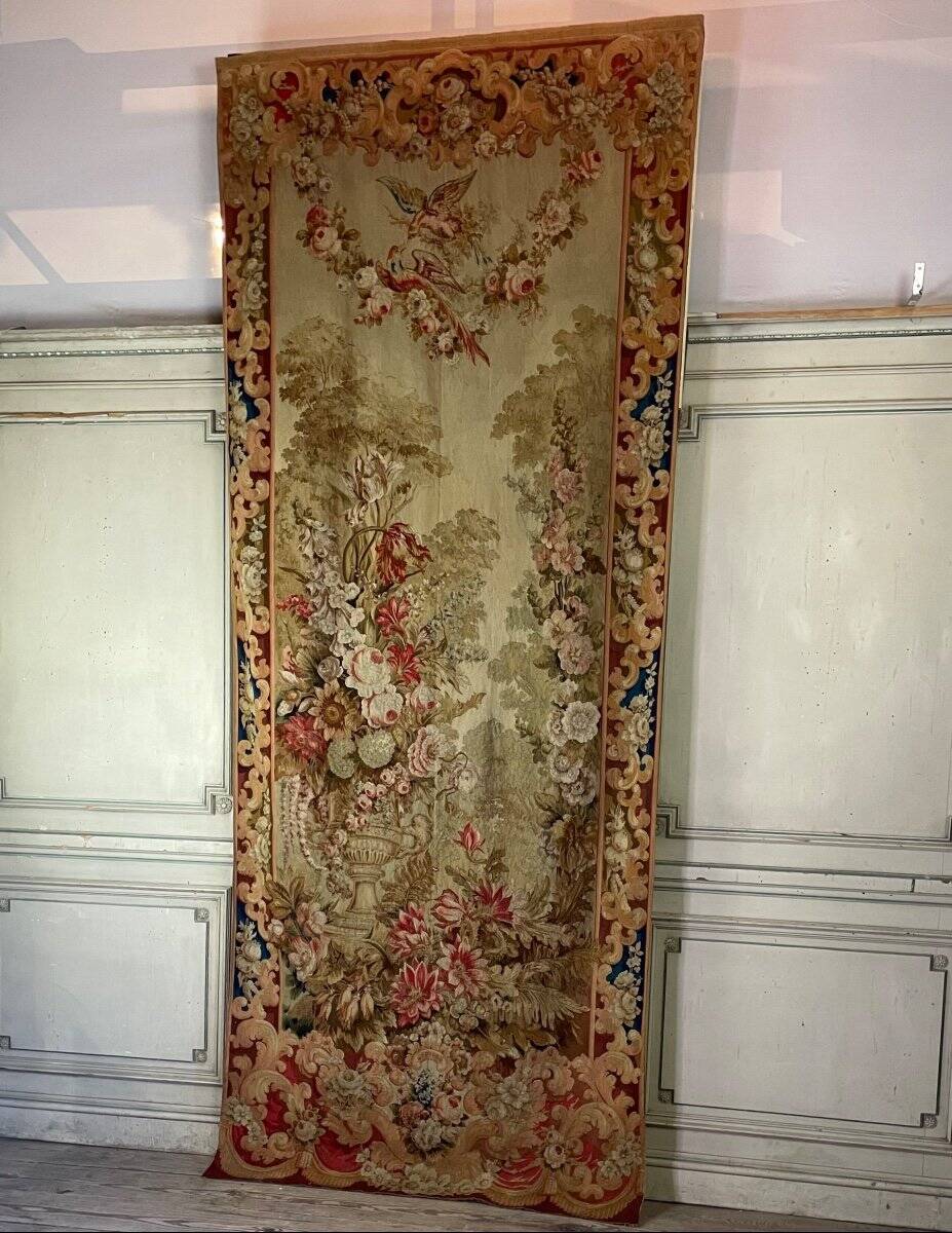 Tapestry, flower urn, Aubusson late 18th century