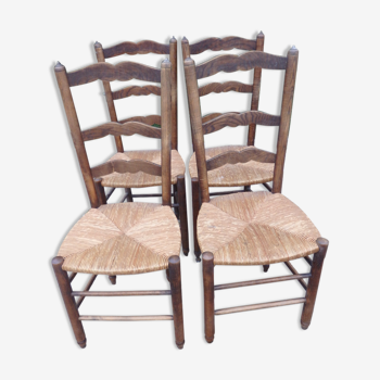 4 chaises ancienne paille ferme