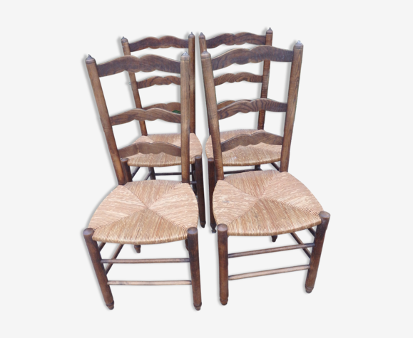 4 chaises ancienne paille ferme