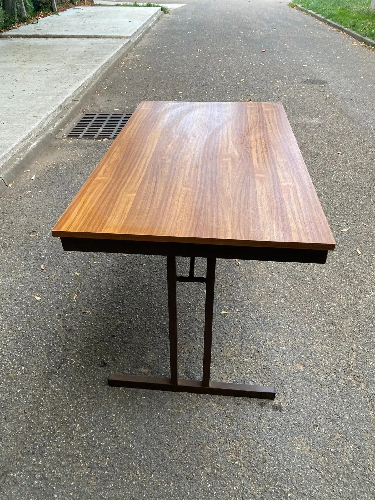 Mid-Century wooden and steel folding table brown 1970 120x70cm