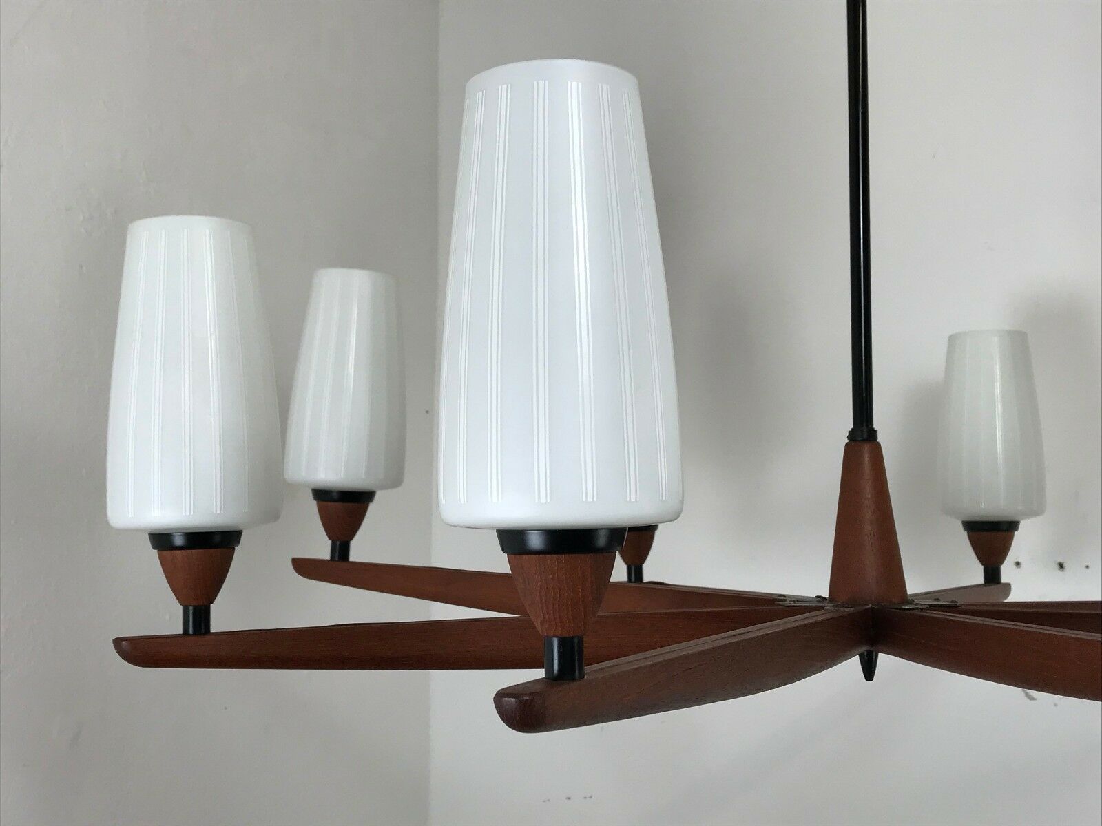 60s 70s teak chandelier Chandelier Uno & Osten Kristiansson for Luxus