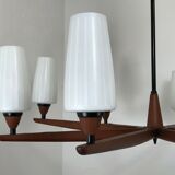 60s 70s teak chandelier Chandelier Uno & Osten Kristiansson for Luxus