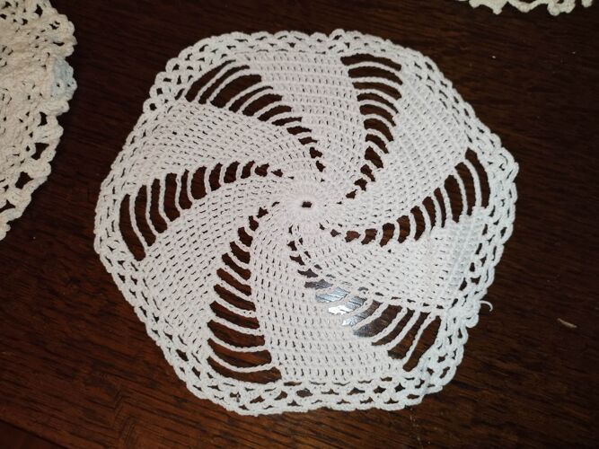6 napperons napperon rond crochet coton blanc