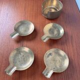 Stackable Austrian brass ashtrays in mid-century style, 1960, set of 5.