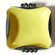 Black and yellow ceramic trinket bowl, 60s