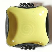 Black and yellow ceramic trinket bowl, 60s