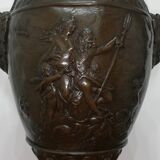 Lamp foot in patinated bronze medal