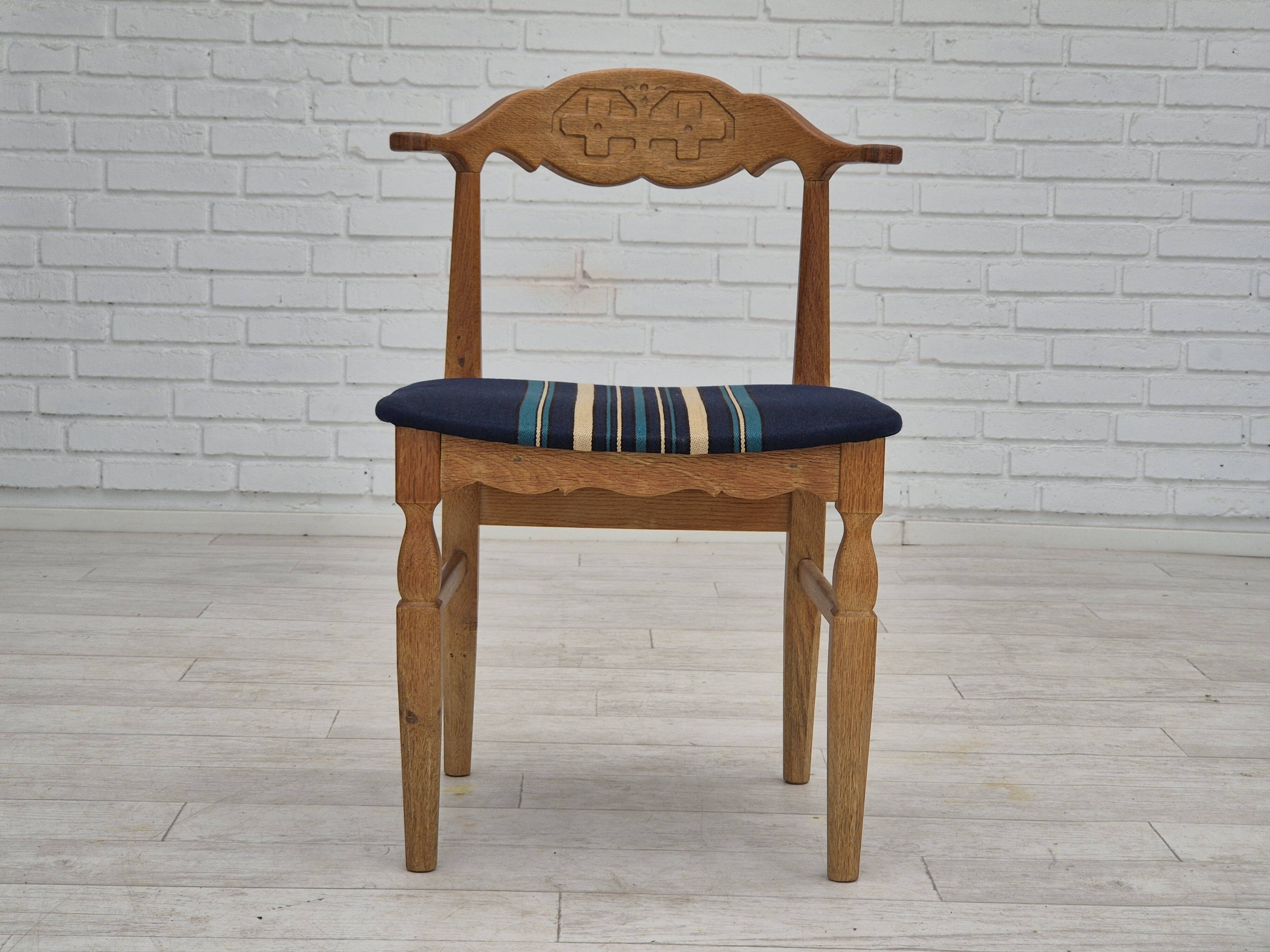 1970s, Danish design by Henning Kjærnulf for EG Kvalitetsmøbel, set of 4 dining chairs, original.