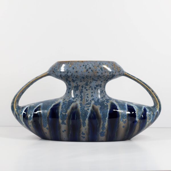Vase vintage en grès flammé à anses, Gustave De Bruyn pour Fives‑Lille, 193