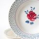 Set of 4 mismatched Digoin Sarreguemines floral soup plates