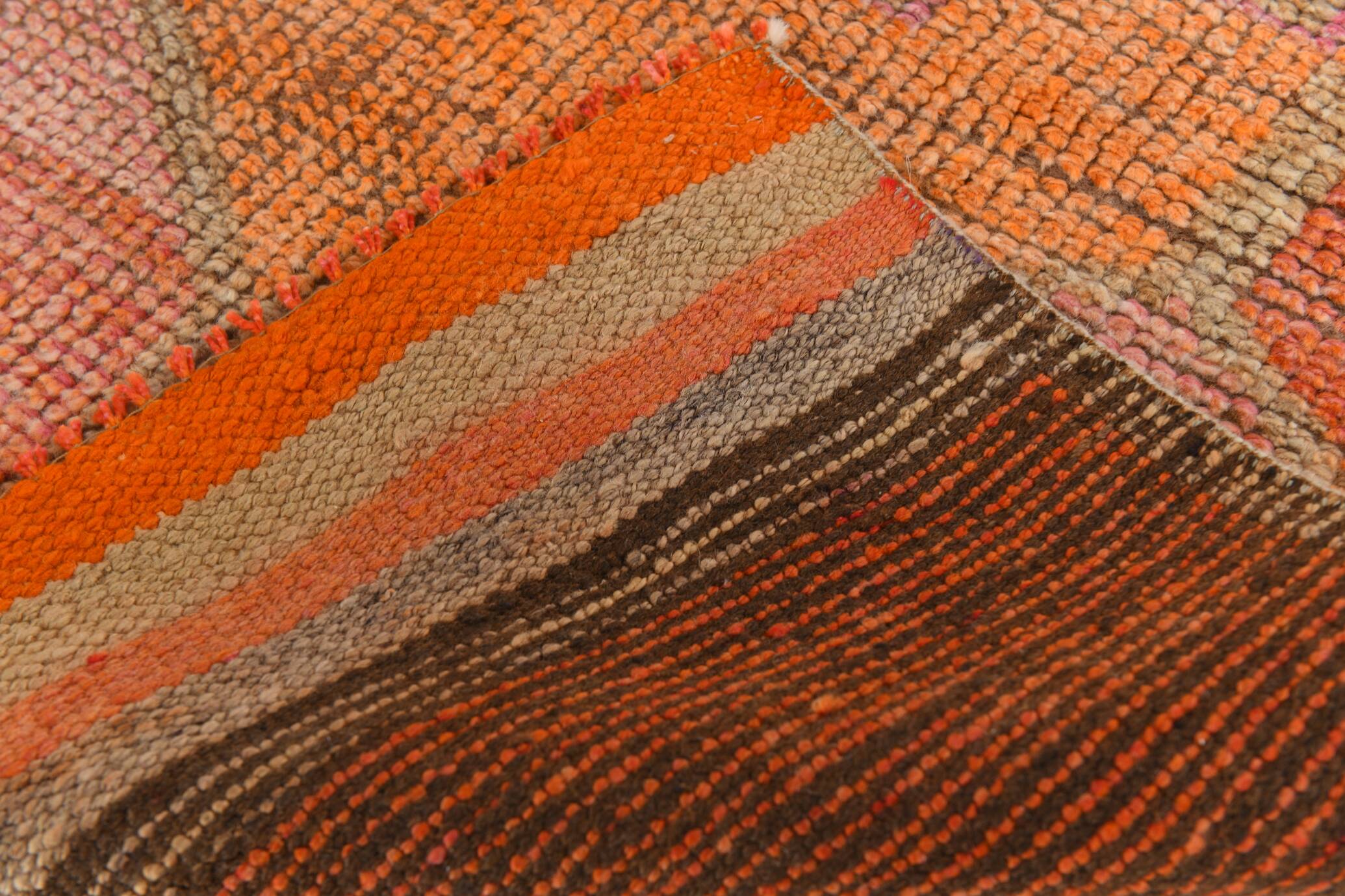 3x11 Coral Orange Bohemian Hallway Runner Rug, Rug For Hallway, 93x325 Cm