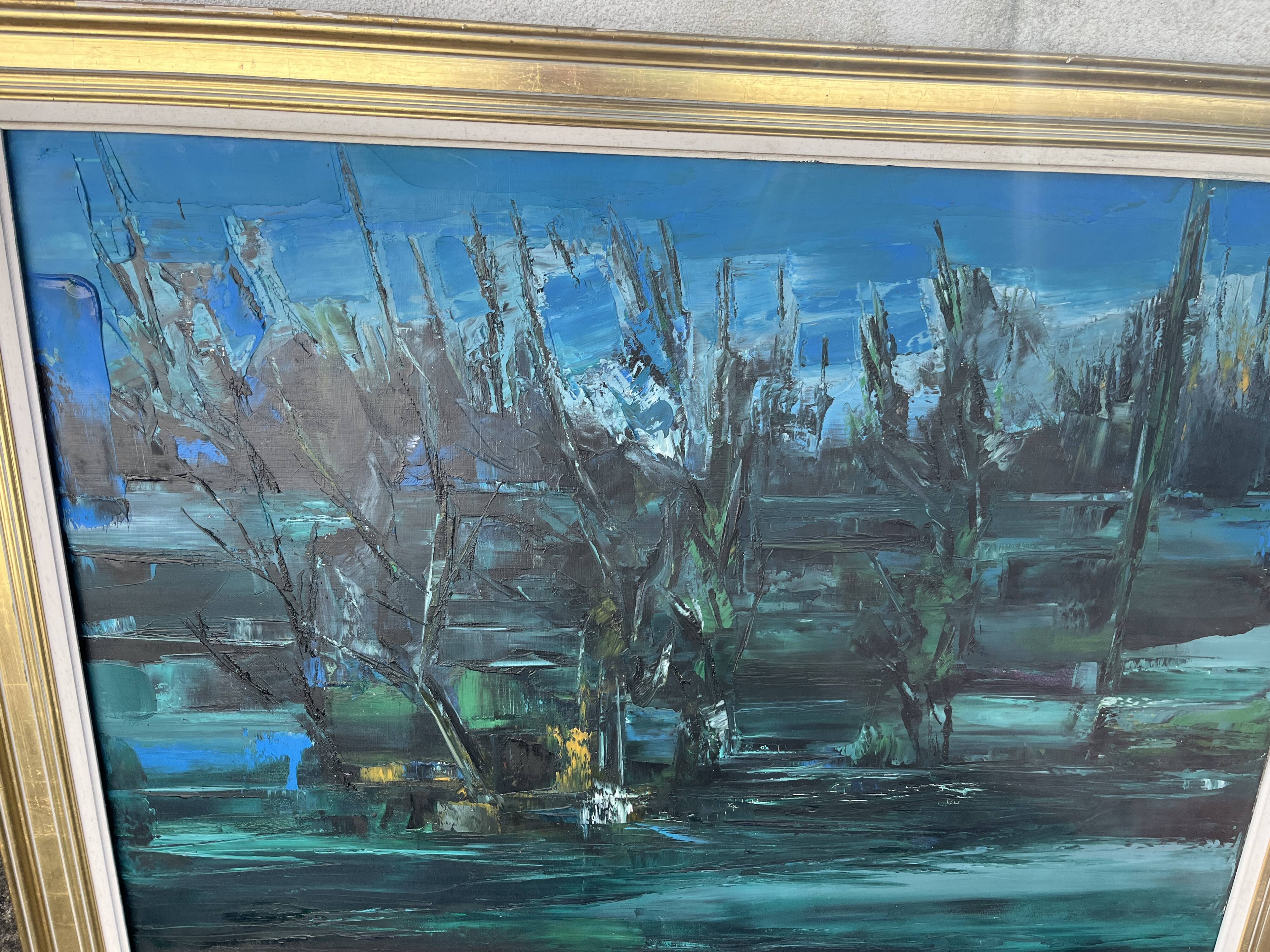 Painting by Marc-Jean Couvert - Blue abstract composition