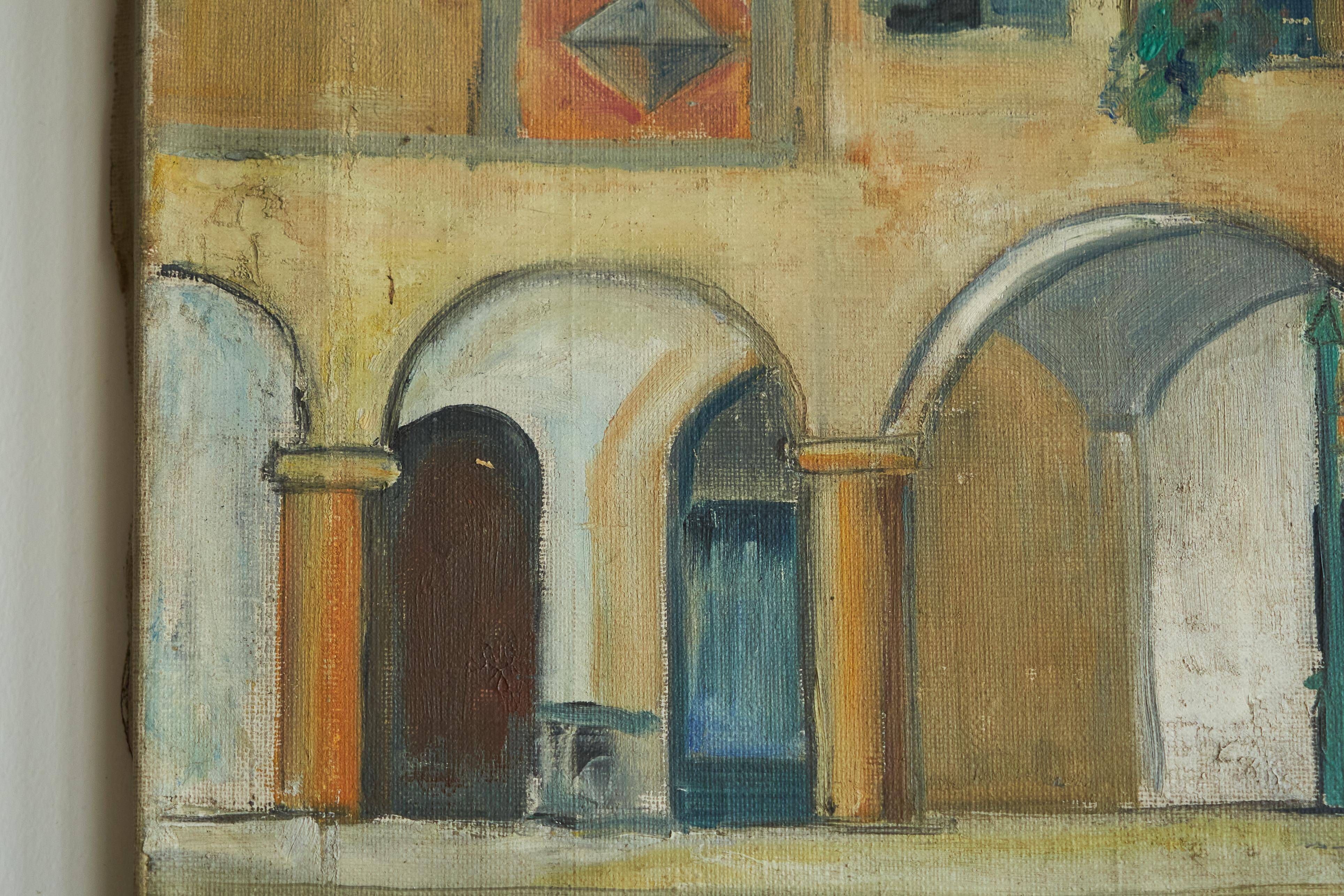 Fritz Stäger 'Dorfanger' Huile sur Toile 1928