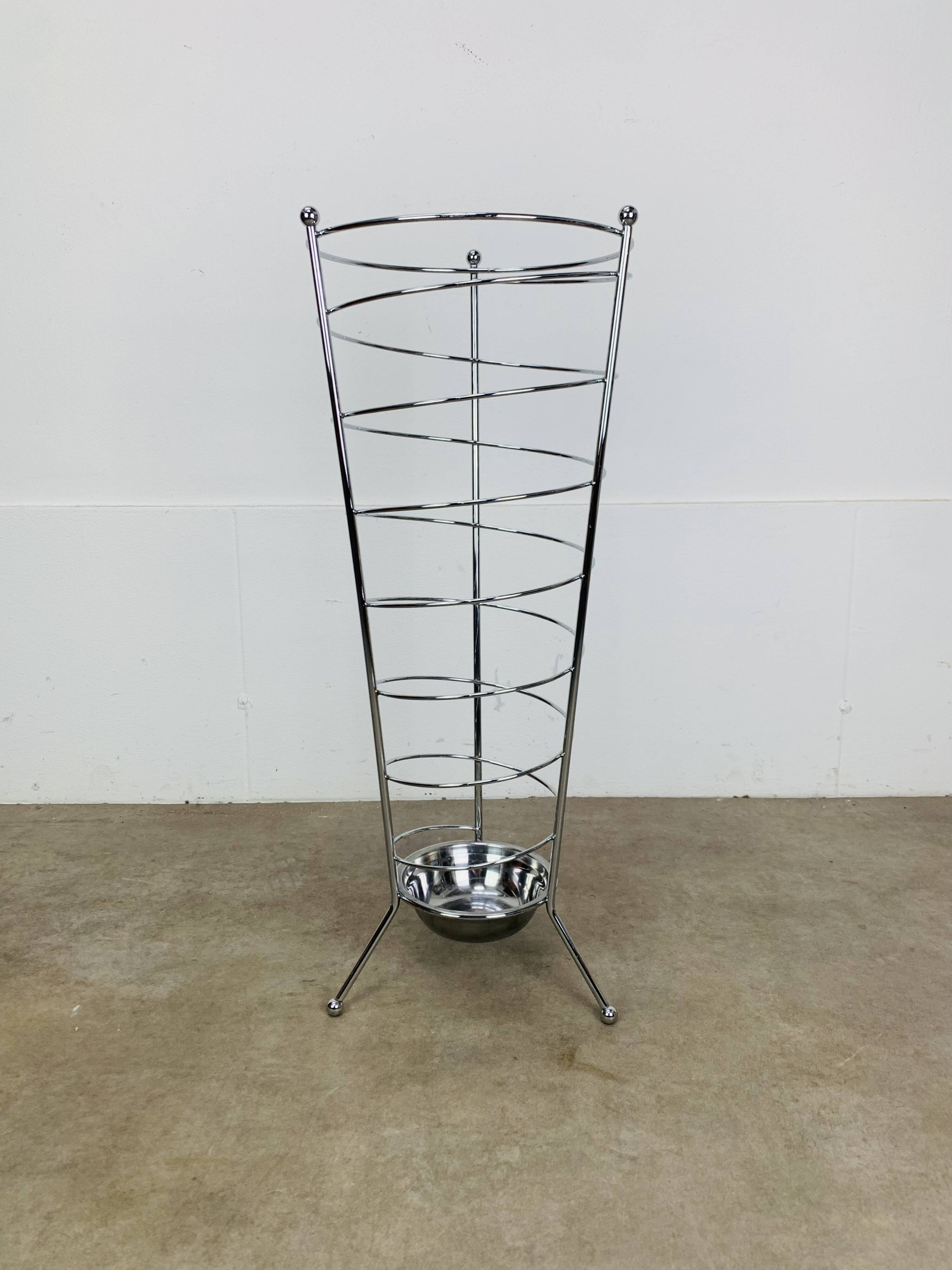Chrome spiral tripod umbrella stand