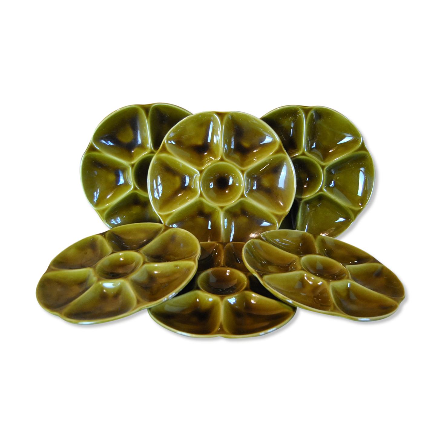 Set of 6 oyster plates in Gien earthenware
