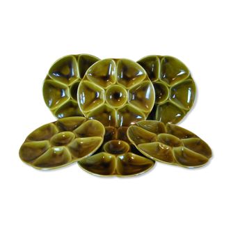 Set of 6 oyster plates in Gien earthenware