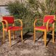 Paire de fauteuil bridge en Skaï rouge