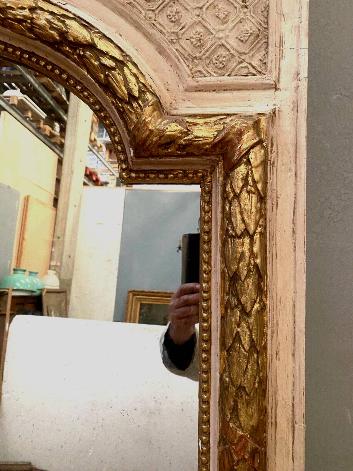 Louis XV style mirror in wood and gilded and patinated stucco 19th century