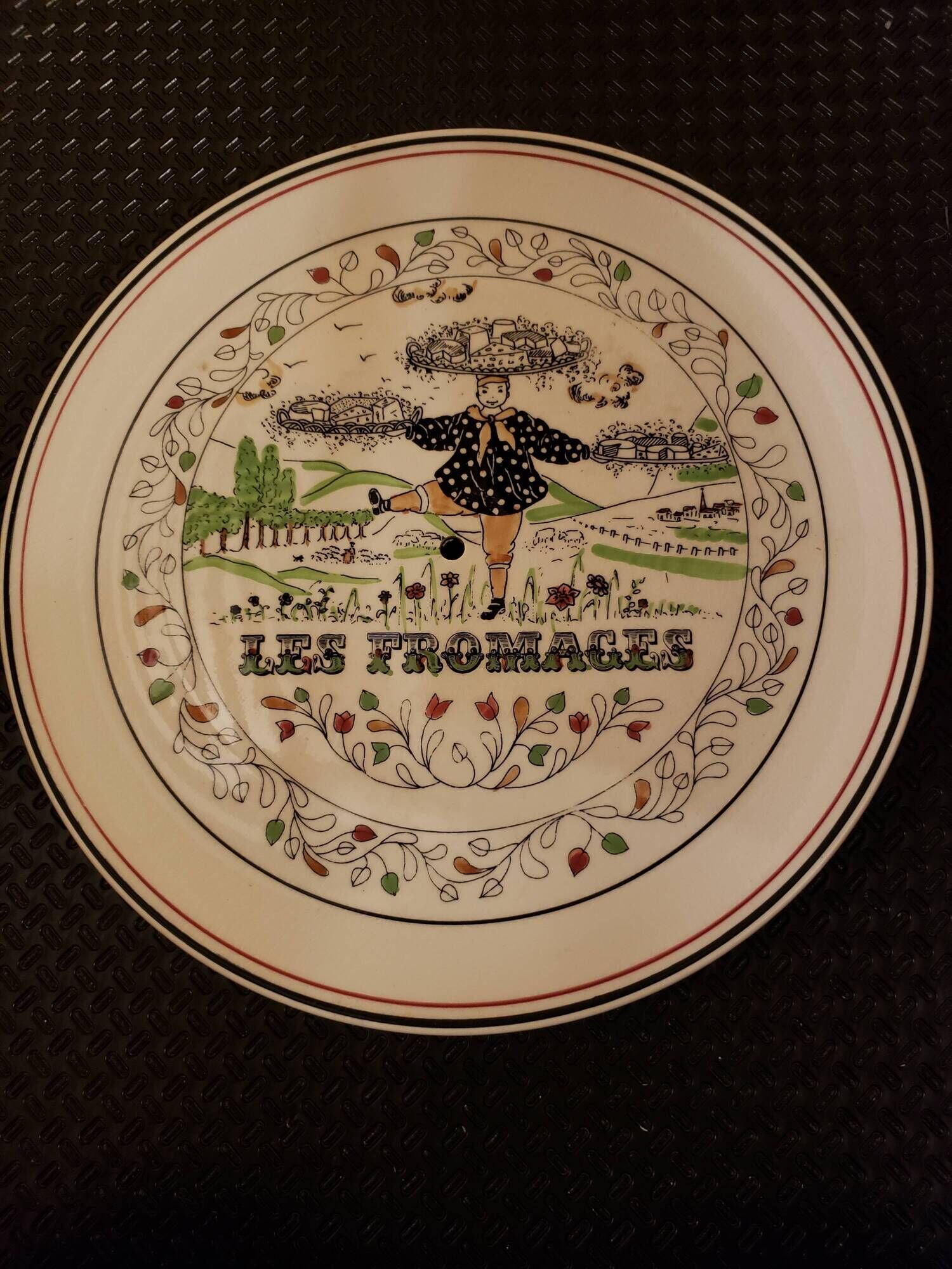 Vintage cheese platter Céramique de Gien France in its packaging