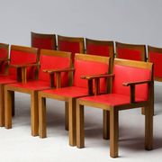 A masterpiece of Italian modernism: eleven Aldo Rossi red Teatro arm chairs