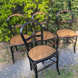 4 Napoleon III blackened wooden chairs