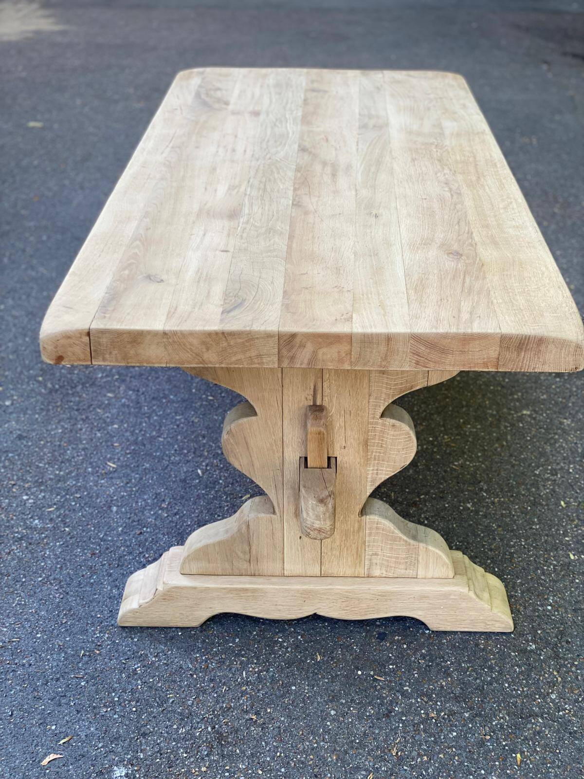 Large stripped solid oak monastery table – 200 cm