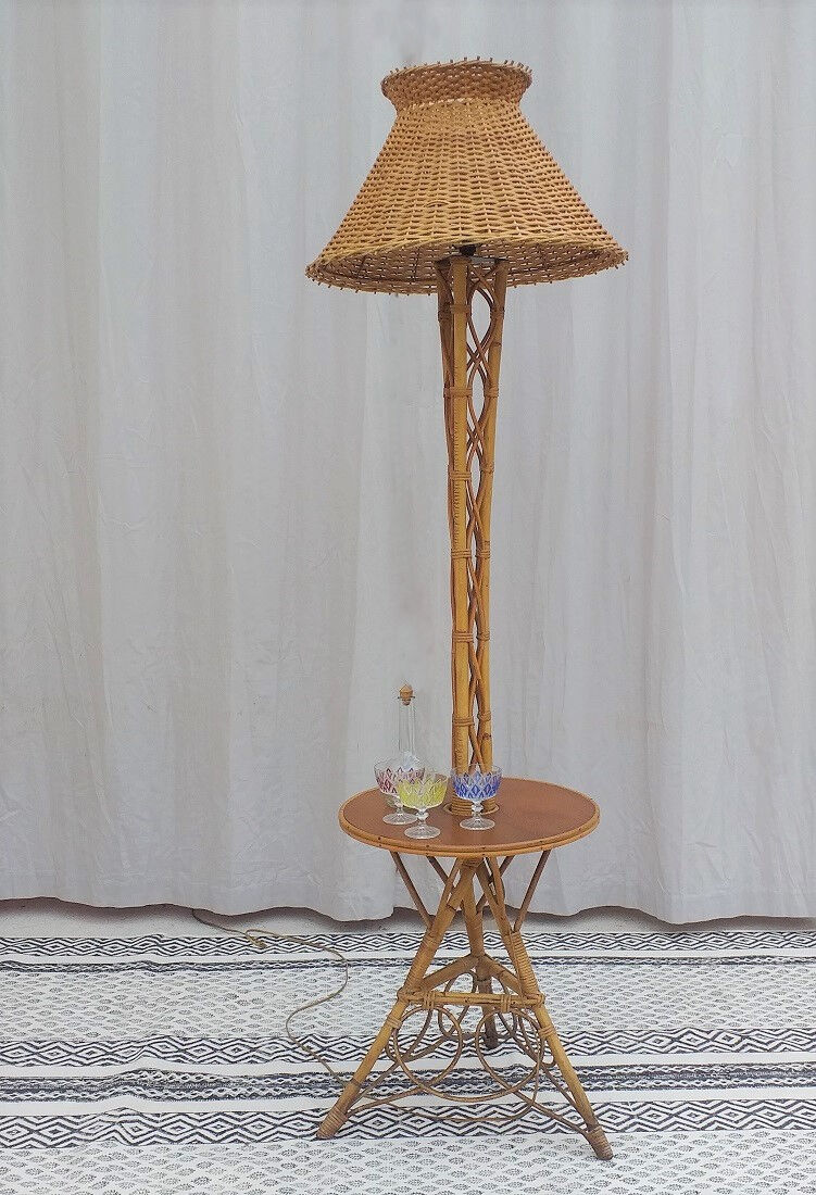 70s rattan lamppost