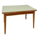 Vintage extendable dining table, wood and sage green