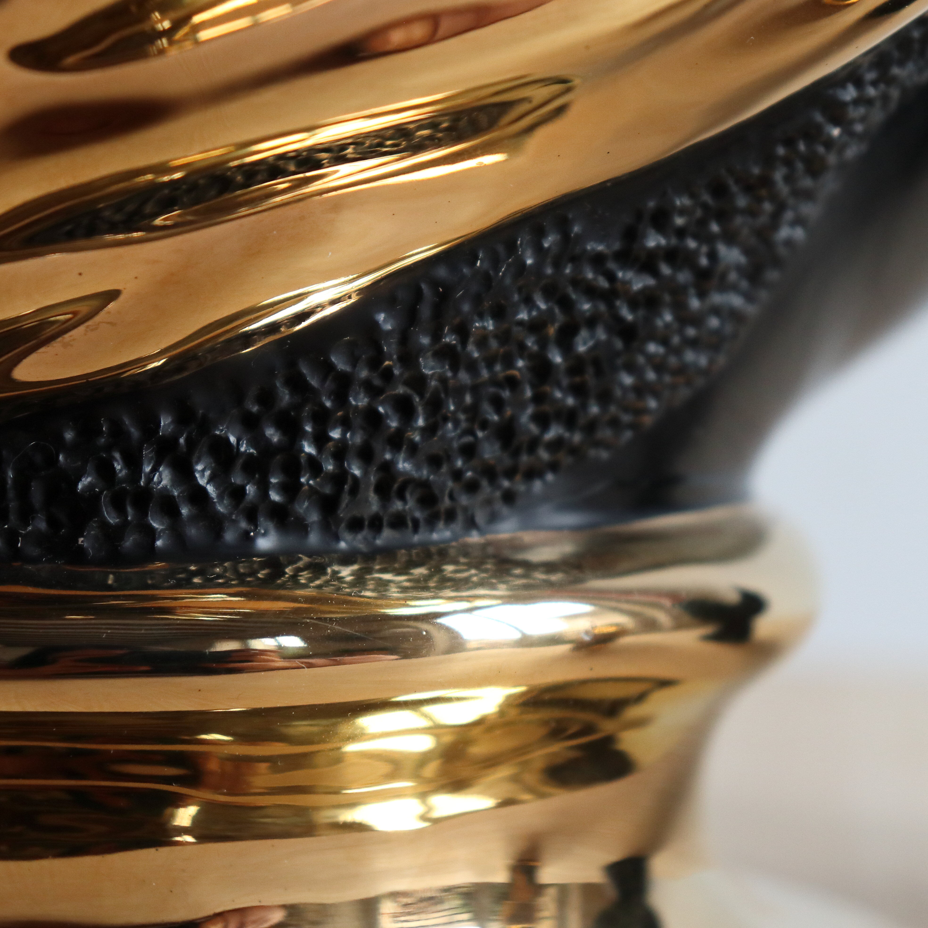 Black and gold Italian ceramic head vase signed Behreno