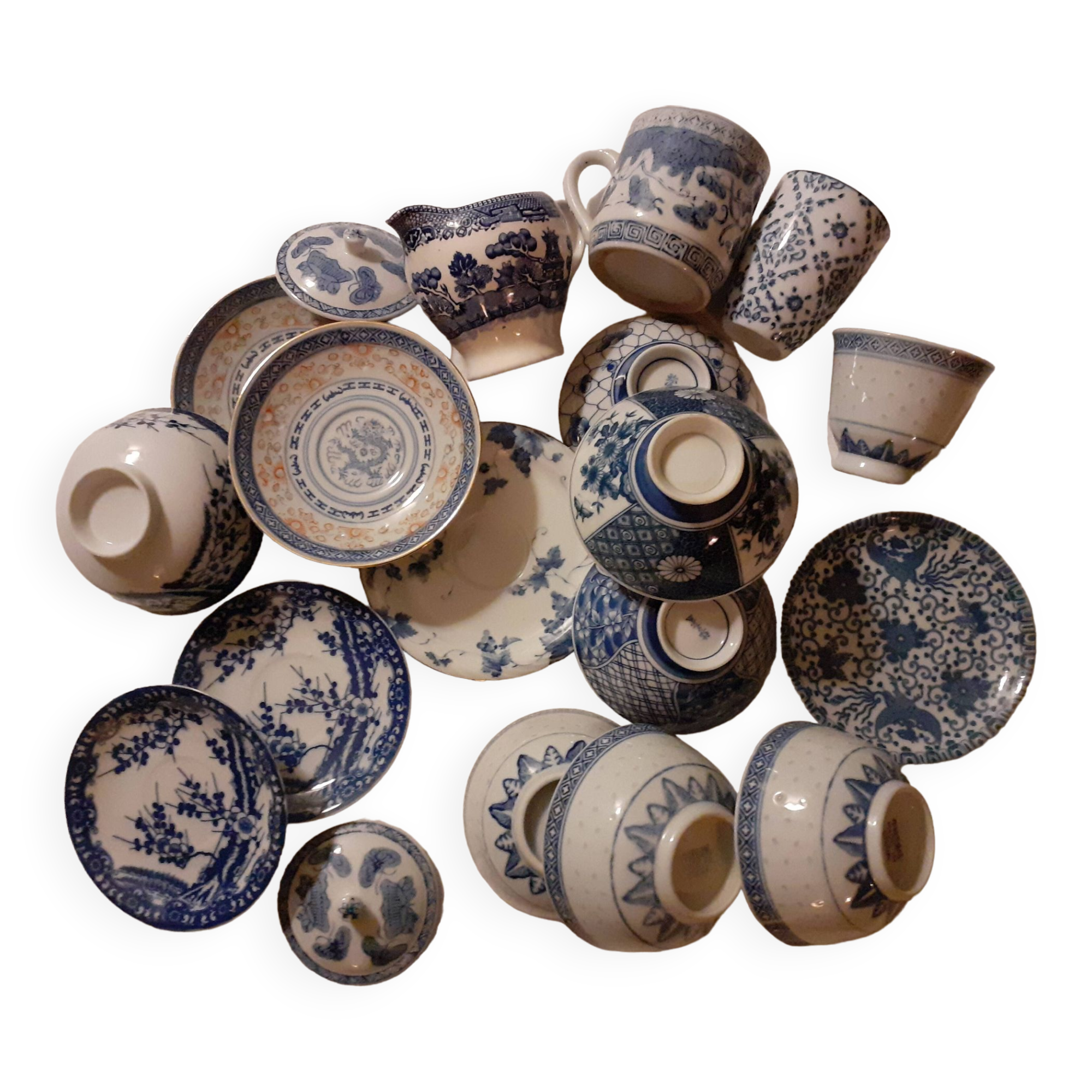 Indigo Blue Asian Small Dinnerware Set