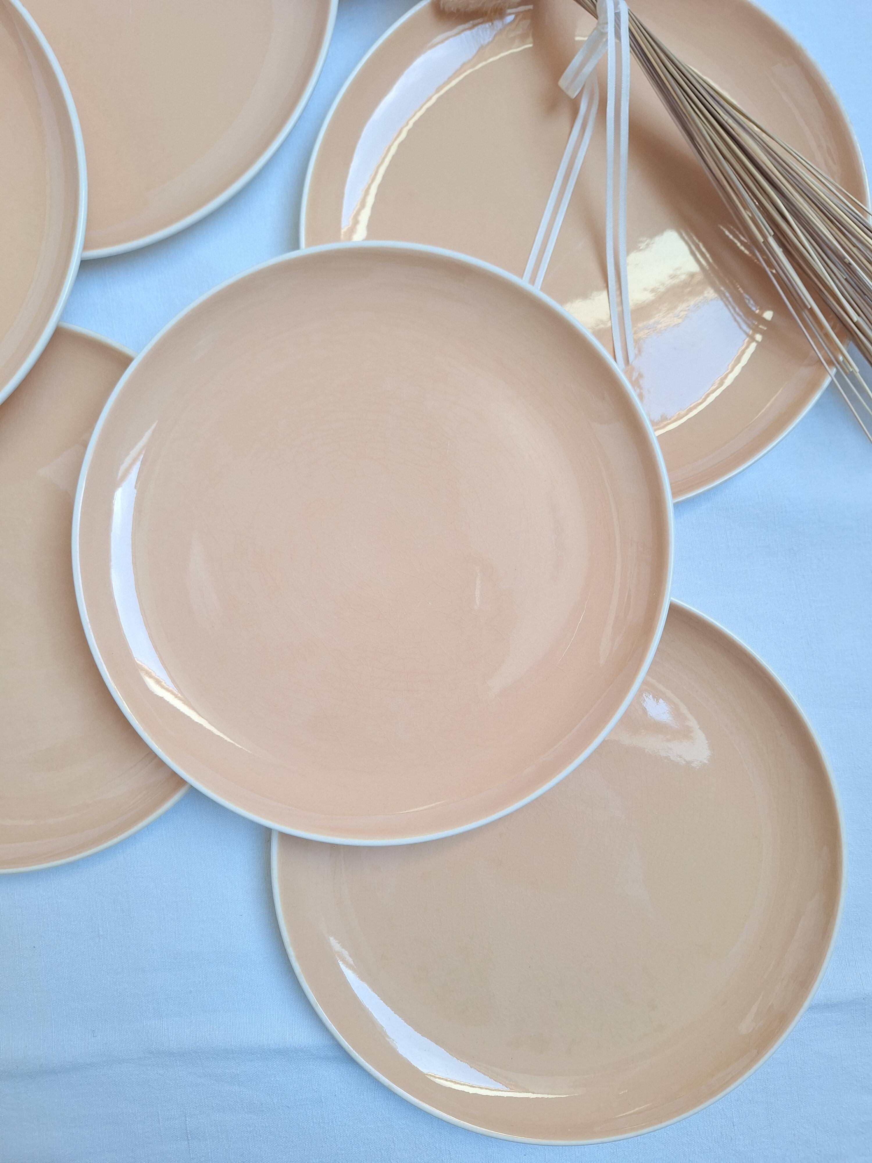 Villeroy & Boch peach-coloured dinner plates