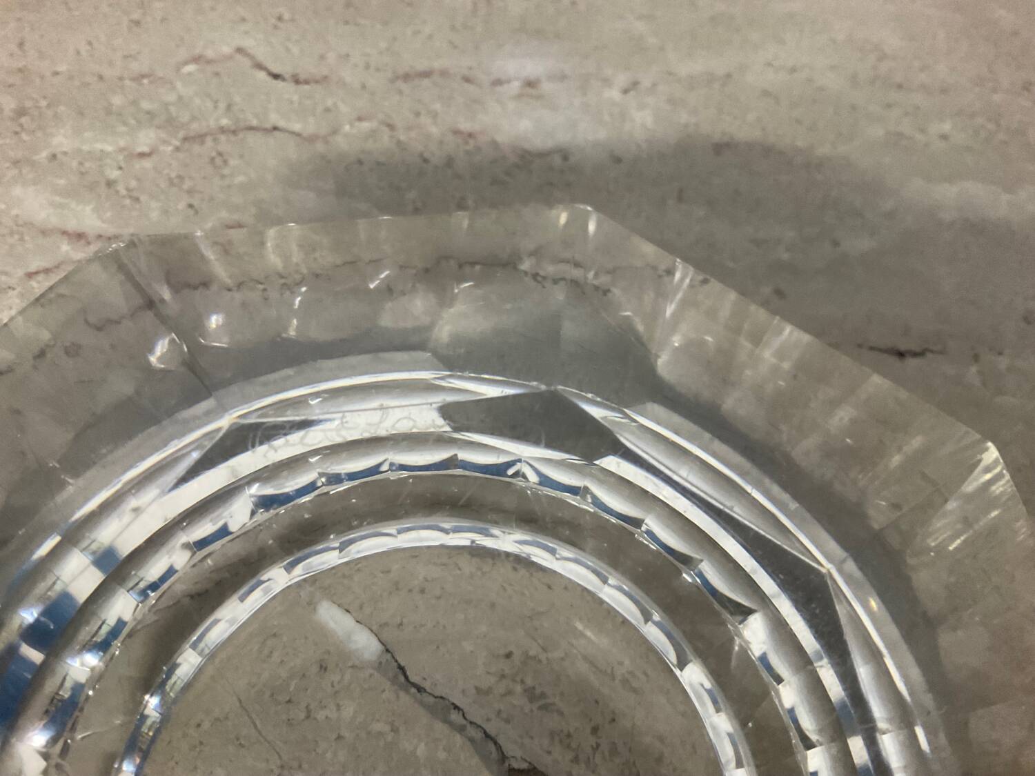 Val St Lambert hexagon ashtray in cut crystal