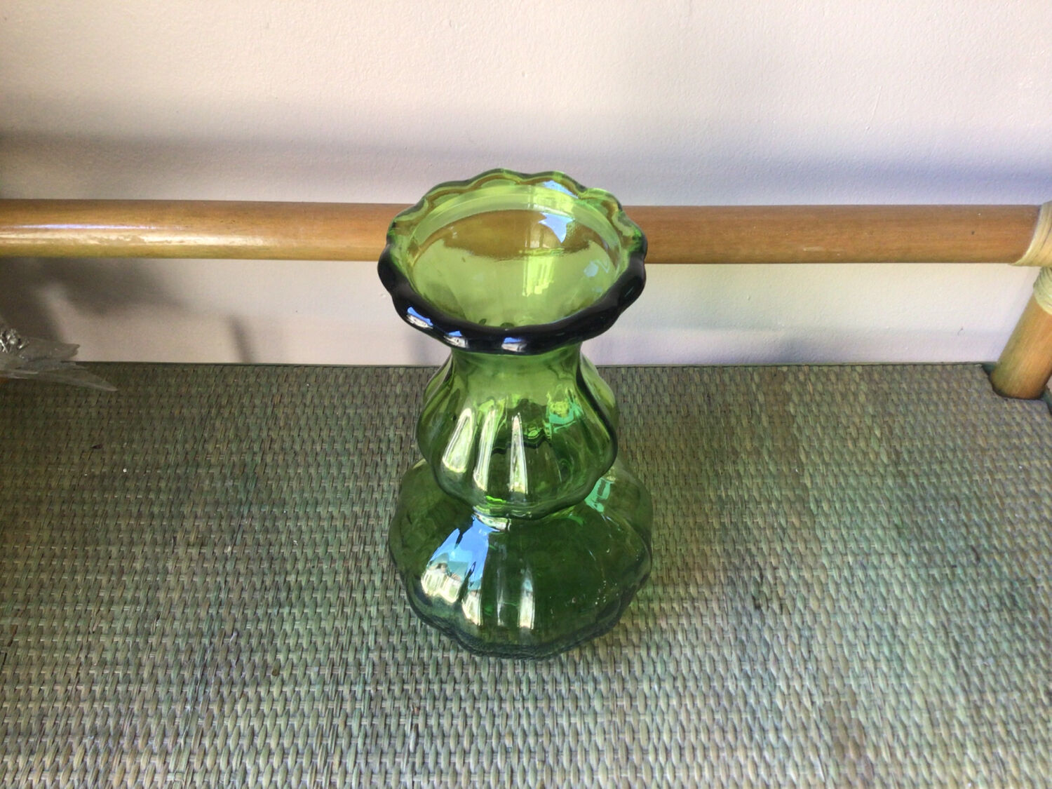 Green glass vase