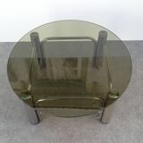 Table basse design chromé et verre fumé space age vintage 1960
